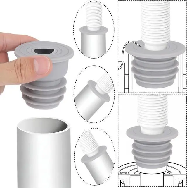 Alt view image 5 of 7 - 3pcs Washing Machine Drain Hose Seal, Silicone Washer Pipe Cover Plug Hose