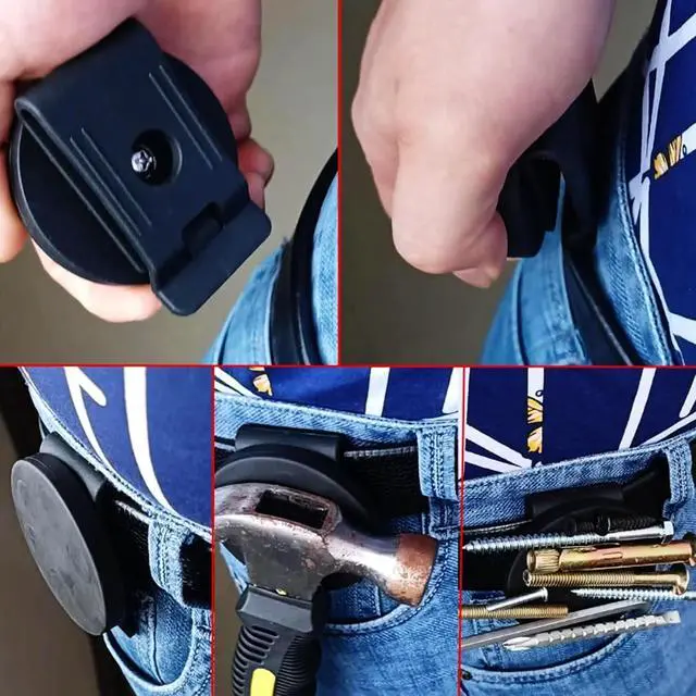 Alt view image 3 of 5 - Magnetic Belt Clip Magnetic Screw Holder Men Tool Belt for Screws Nails Screwdrivers Wrench Metal Accessories Tool and Hardware Holder