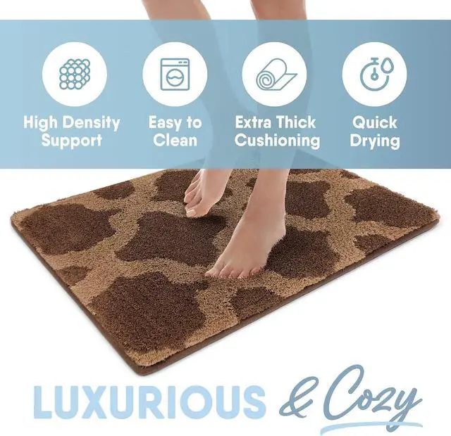Alt view image 3 of 5 - MICRODRY Home Inspirations Collection Soft & Cozy Bath Mats for Bathroom, Memory Foam Bathroom Rugs with Skid Resistant Base, Ultra Absorbent Microfiber Bath Mat, 17x24, Small, Brown