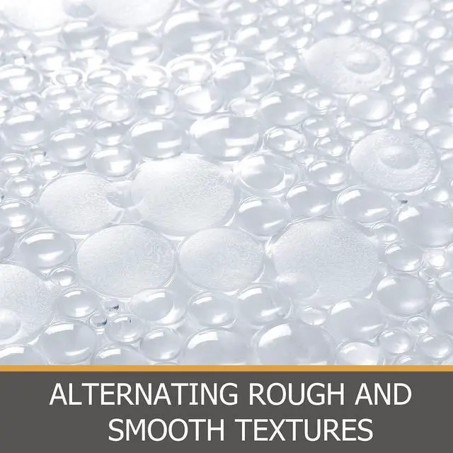 Alt view image 2 of 6 - Extra Long Pebble Bath Tub Shower Mat 34.2 x 15.7, Bathmat Non-Slip with Suction Cups, Machine Washable, Bathroom Mats, Smooth/Non-Textured Surface Only (34.2" x 15.7", Clear)