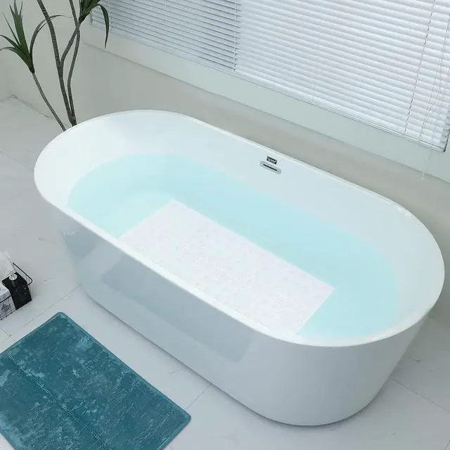 Alt view image 6 of 6 - Extra Long Pebble Bath Tub Shower Mat 34.2 x 15.7, Bathmat Non-Slip with Suction Cups, Machine Washable, Bathroom Mats, Smooth/Non-Textured Surface Only (34.2" x 15.7", Clear)