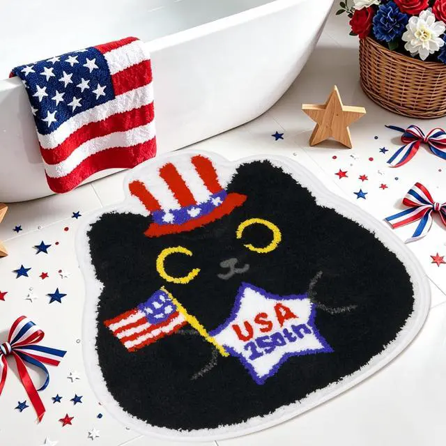 Main image of Black Cat Bath Rugs for Bathroom