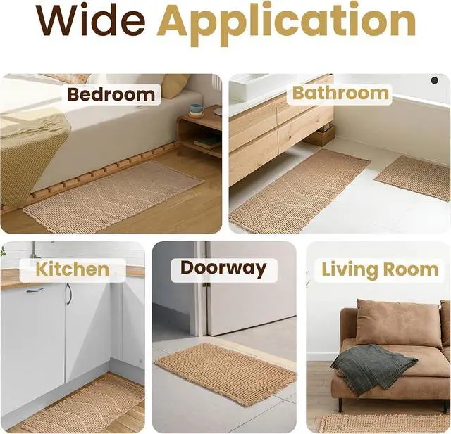 Alt view image 7 of 7 - Waffle Knit Bath Mat 18×30 Latte/Tan | Ultra-Absorbent Quick Dry Bathroom Rug | Deluxe Dual Anti-Slip Backing + Extra Pad | Backed Shower Mats for Bathroom Floor | Laundry Bag Included
