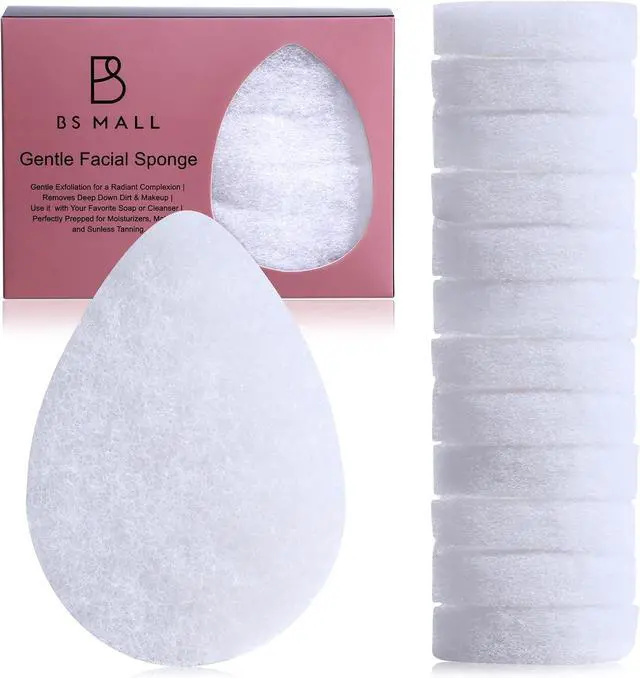 Main image of BS-MALL Facial Sponge 12 Pcs Exfoliating Face Scrubber for Deep Cleansing, Removes Blackheads, Reusable Design, Perfect for Skin Care Routine (Ordinary Texture)