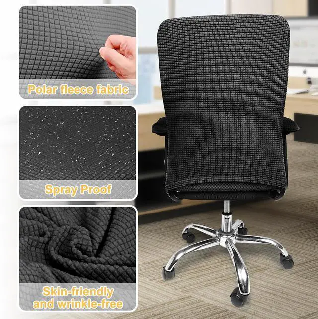 Alt view image 4 of 7 - 4 Pcs Office Chair Covers Set Computer Universal Protective Stretchable Chair Seat Covers Desk Armrest Covers Slipcovers Pads Office Cushion Backrest for Rotating (Black)