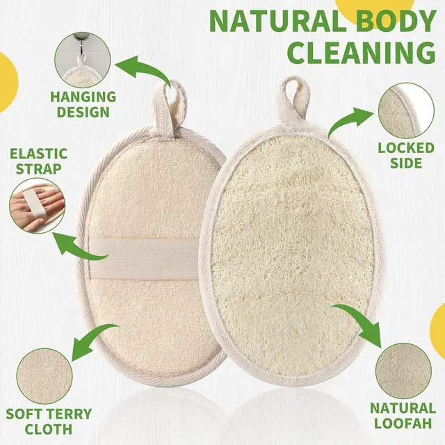Alt view image 5 of 7 - 6 Pack Large Size Natural Loofah Body Scrubber for Exfoliating