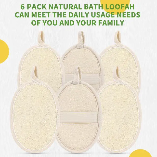 Alt view image 7 of 7 - 6 Pack Large Size Natural Loofah Body Scrubber for Exfoliating