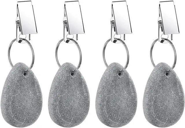 Main image of Tablecloth Weights Hangers, Tablecloth Pendant Stone Table Cover Weights with Metal Clips for Outdoor Party Picnic Table Decoration (Grey (4pcs))