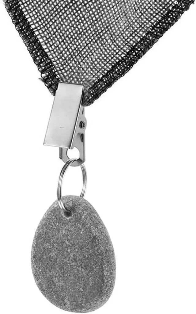 Alt view image 5 of 7 - Tablecloth Weights Hangers, Tablecloth Pendant Stone Table Cover Weights with Metal Clips for Outdoor Party Picnic Table Decoration (Grey (4pcs))