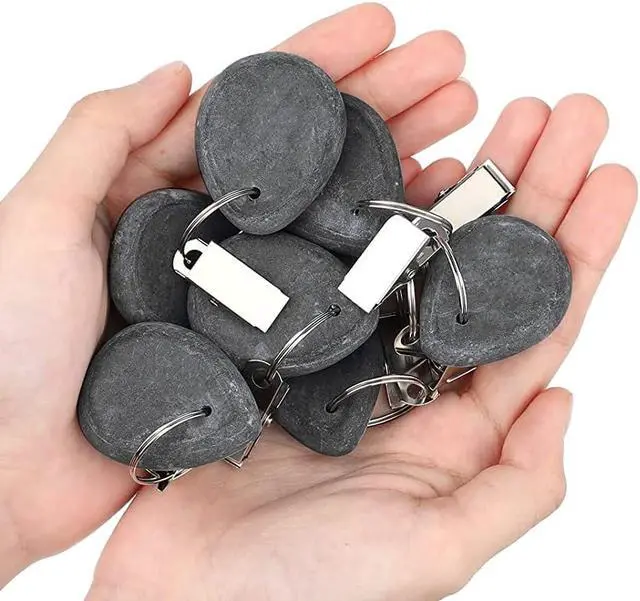 Alt view image 4 of 7 - Tablecloth Weights Hangers, Tablecloth Pendant Stone Table Cover Weights with Metal Clips for Outdoor Party Picnic Table Decoration (Grey (4pcs))