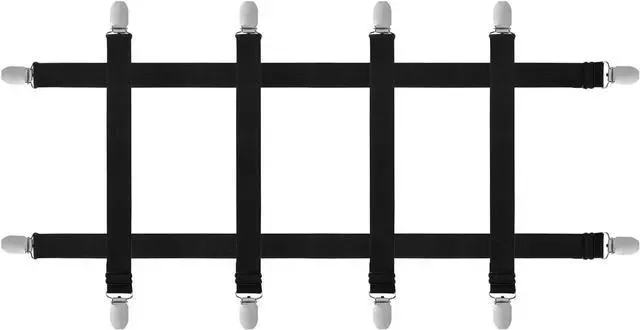 Main image of 6pcs Hidden Strap Tablecloth Clips, Tablecloth Secure Straps Under Table Cloth Clips Bed Sheet Clips Elastic Strap Clip for Securing Tablecloth Picnic Tables Sofa Bed (Black)