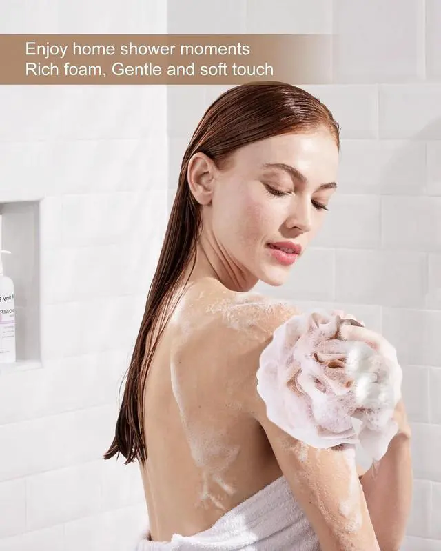 Alt view image 5 of 7 - MTDLYICE Loofah Sponge, XL Large Loofah 75g 4 Pack, Bath Sponge Soft Mesh Shower, Body Scrubber, Loofah for Men, Bath Accessories Body wash Foaming (Beige)