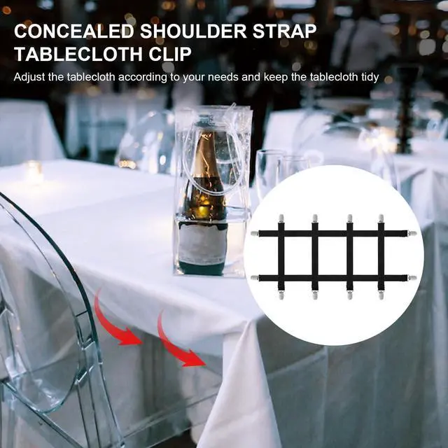 Alt view image 3 of 7 - 6pcs Hidden Strap Tablecloth Clips, Tablecloth Secure Straps Under Table Cloth Clips Bed Sheet Clips Elastic Strap Clip for Securing Tablecloth Picnic Tables Sofa Bed (Black)