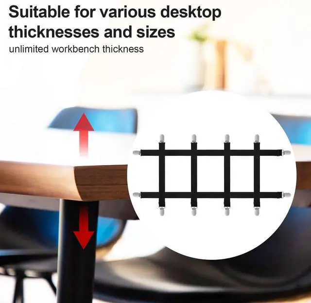 Alt view image 5 of 7 - 6pcs Hidden Strap Tablecloth Clips, Tablecloth Secure Straps Under Table Cloth Clips Bed Sheet Clips Elastic Strap Clip for Securing Tablecloth Picnic Tables Sofa Bed (Black)