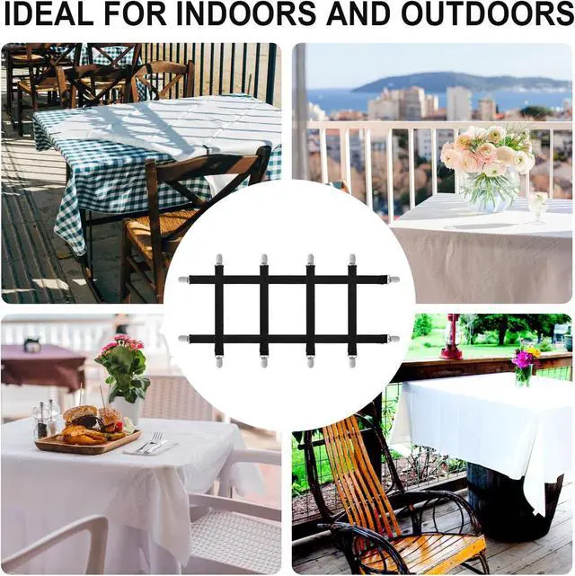 Alt view image 7 of 7 - 6pcs Hidden Strap Tablecloth Clips, Tablecloth Secure Straps Under Table Cloth Clips Bed Sheet Clips Elastic Strap Clip for Securing Tablecloth Picnic Tables Sofa Bed (Black)