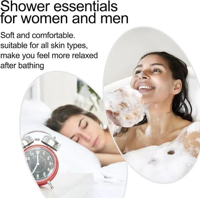 Alt view image 7 of 7 - Fishent Loofah Bath Sponge Shower Loofahs, 4 Pack 50g Soft Loofa Exfoliating Body Scrubber Mesh Shower Puff Pouf Ball Luffa for Men and Women(50g/pcs)
