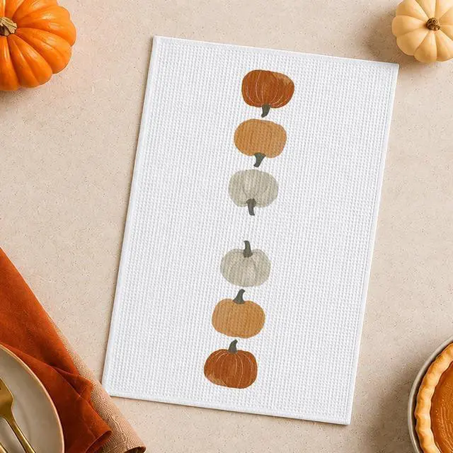 Alt view image 5 of 7 - 1PCS Thanksgiving Pumpkin Decor Hand Towels for Gifts Women,Farmhouse Watercolors Pumpkin Fall Kitchen Tea Towels and Dishcloths,Anthropology Autumn for KitchensBathrooms - A02