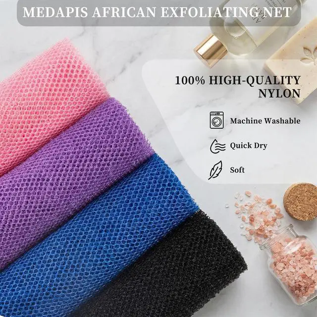Alt view image 5 of 7 - African Net Sponge African Exfoliating Net Bath Wash Scrubbing Body Scrubber Long Rag Shower