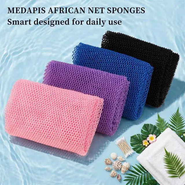 Alt view image 7 of 7 - African Net Sponge African Exfoliating Net Bath Wash Scrubbing Body Scrubber Long Rag Shower