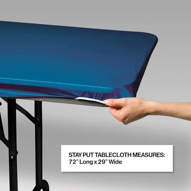 Alt view image 2 of 2 - Creative Converting Stay Put Plastic Tablecloth, Royal Blue, 29 x 72 in