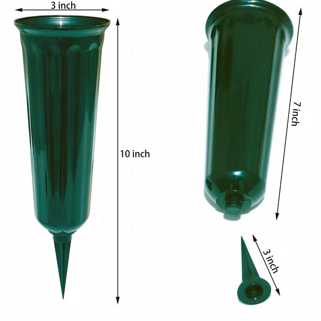 Alt view image 2 of 7 - Memorial Floral Vases, Cemetery Vase, Headstones Flower Holder, Grave Cone Vase, Flower Pots for Outdoor Plants, Decorative Plastic Containers (Set of 6, Green)