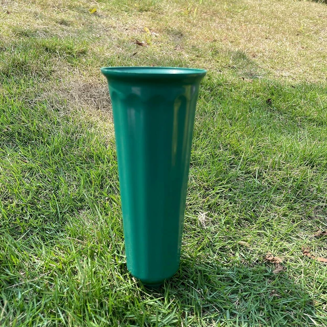 Alt view image 3 of 7 - Memorial Floral Vases, Cemetery Vase, Headstones Flower Holder, Grave Cone Vase, Flower Pots for Outdoor Plants, Decorative Plastic Containers (Set of 6, Green)