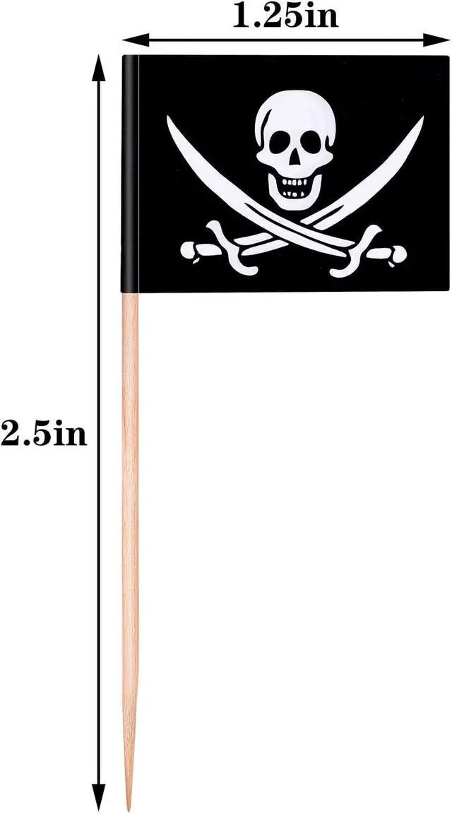 Alt view image 3 of 7 - YGAOHF 110 Pieces Pirate Flag Toothpicks - Cute Pirate Party Decorations, Small Halloween Pirate Cupcake Toppers for Food, Appetizer, Cocktail, Fun Halloween Party Decorations