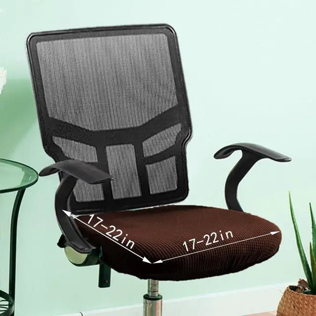 Alt view image 5 of 7 - Sunnyway Stretchable Office Chair Seat Cover, Elastic Chair Slipcover with Tie Straps, Dining Chair Slipcover Machine Washable, Fits Seat Size 17.7"-21.7" (Mocha)