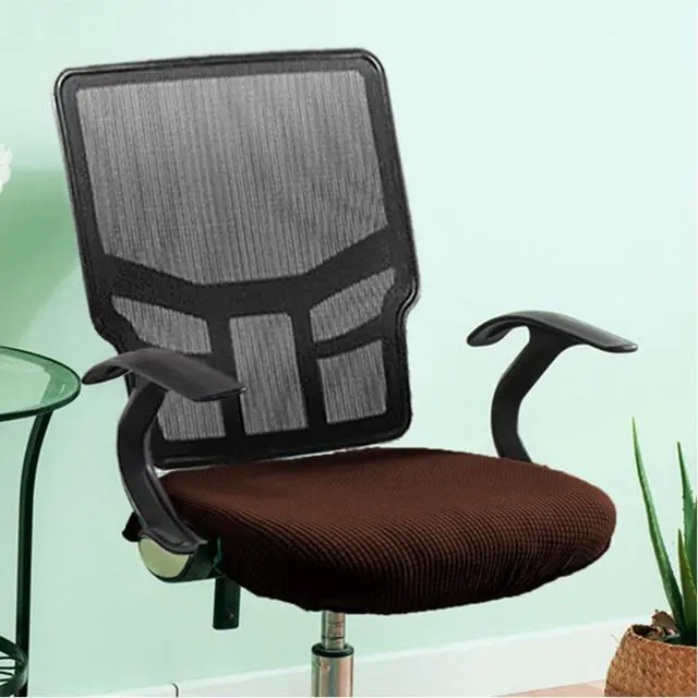 Alt view image 6 of 7 - Sunnyway Stretchable Office Chair Seat Cover, Elastic Chair Slipcover with Tie Straps, Dining Chair Slipcover Machine Washable, Fits Seat Size 17.7"-21.7" (Mocha)