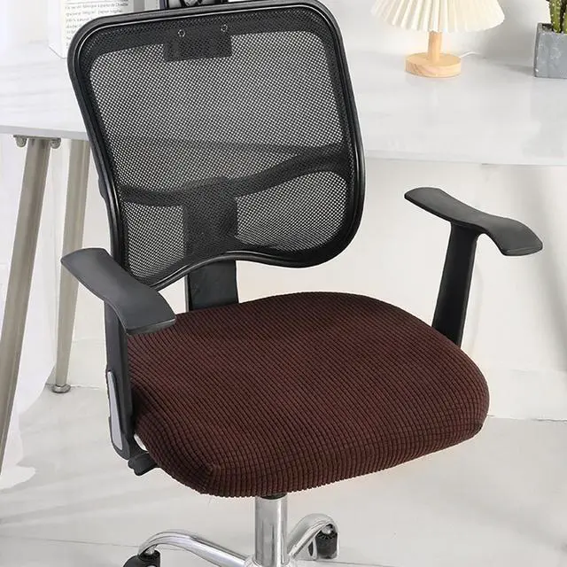 Alt view image 7 of 7 - Sunnyway Stretchable Office Chair Seat Cover, Elastic Chair Slipcover with Tie Straps, Dining Chair Slipcover Machine Washable, Fits Seat Size 17.7"-21.7" (Mocha)