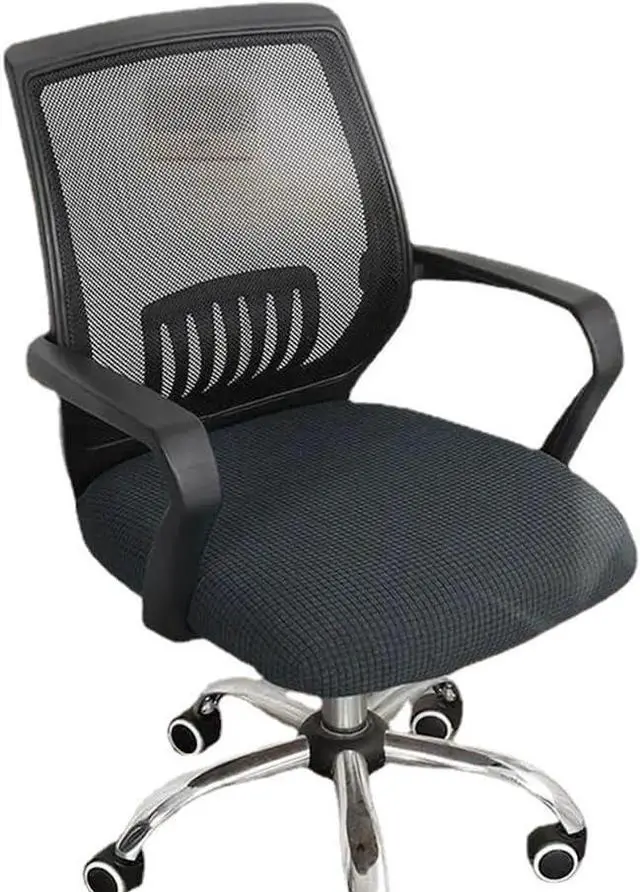 Alt view image 3 of 7 - Sunnyway Stretchable Office Chair Seat Cover, Elastic Chair Slipcover with Tie Straps, Dining Chair Slipcover Machine Washable, Fits Seat Size 17.7"-21.7" (Grey)
