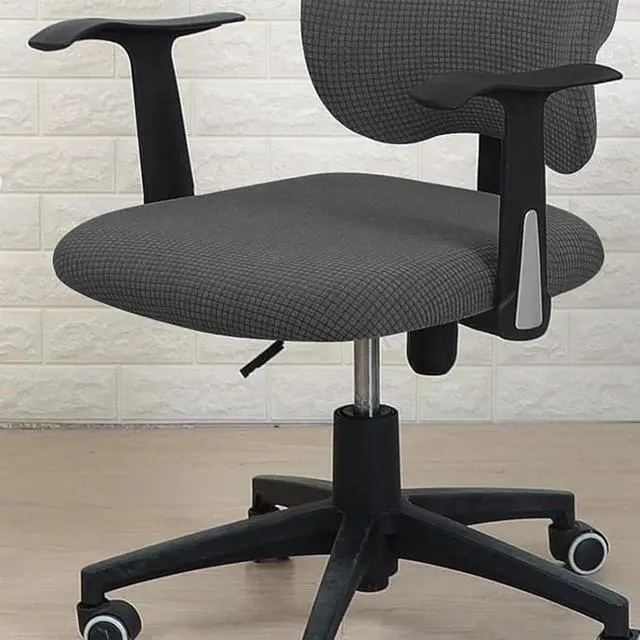 Alt view image 4 of 7 - Sunnyway Stretchable Office Chair Seat Cover, Elastic Chair Slipcover with Tie Straps, Dining Chair Slipcover Machine Washable, Fits Seat Size 17.7"-21.7" (Grey)