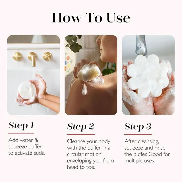 Alt view image 6 of 7 - Spongellé Bulgarian Rose Daisy Spongette Bath Sponge | Built-in Body Wash & Body Scrubber, Shower Loofah Sponge for Women, Travel Essentials | 7+ uses