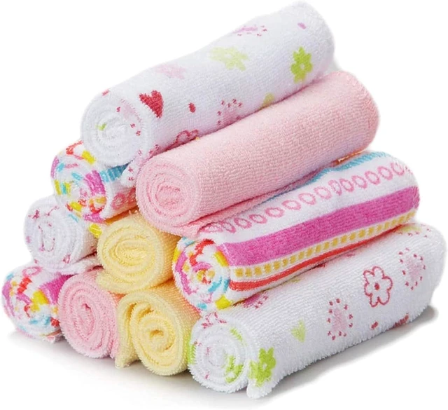 Main image of Spasilk Washcloths for Newborn Boys and Girls, Soft Terry Baby Washcloths, Baby Essentials, Ideal, Pink Lines, Pack of 10