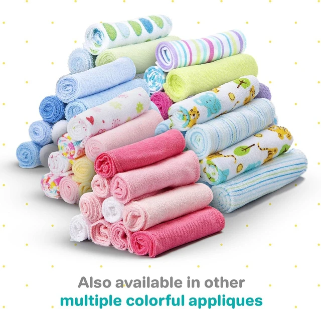 Alt view image 7 of 7 - Spasilk Washcloths for Newborn Boys and Girls, Soft Terry Baby Washcloths, Baby Essentials, Ideal, Pink Lines, Pack of 10