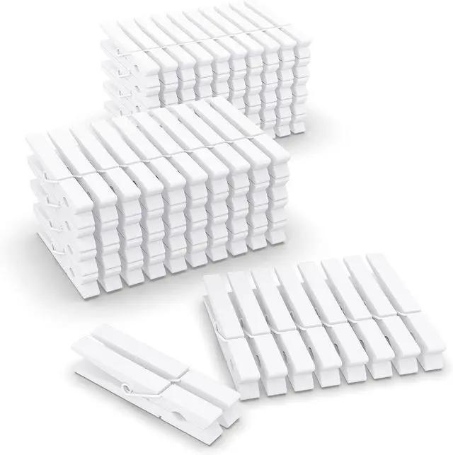 Main image of 100 Pcs White Clothes pins - 2.9 Inch Wooden Clothespins Cheer Clips