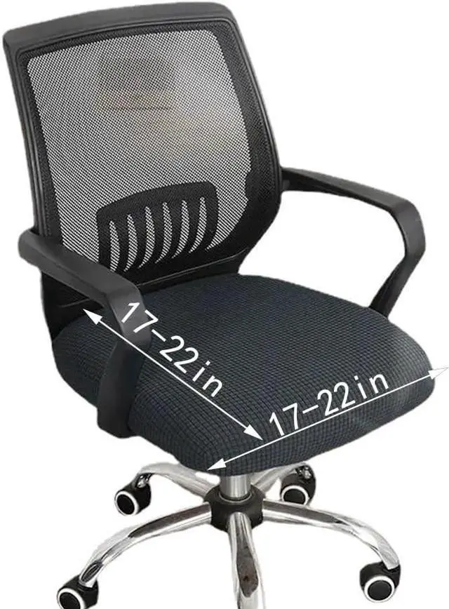 Alt view image 7 of 7 - Sunnyway Stretchable Office Chair Seat Cover, Elastic Chair Slipcover with Tie Straps, Dining Chair Slipcover Machine Washable, Fits Seat Size 17.7"-21.7" (Grey)