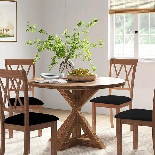 Alt view image 2 of 7 - Gute Chair Seat Covers 2Pcs Stretchy Washable Slipcovers Dining Black