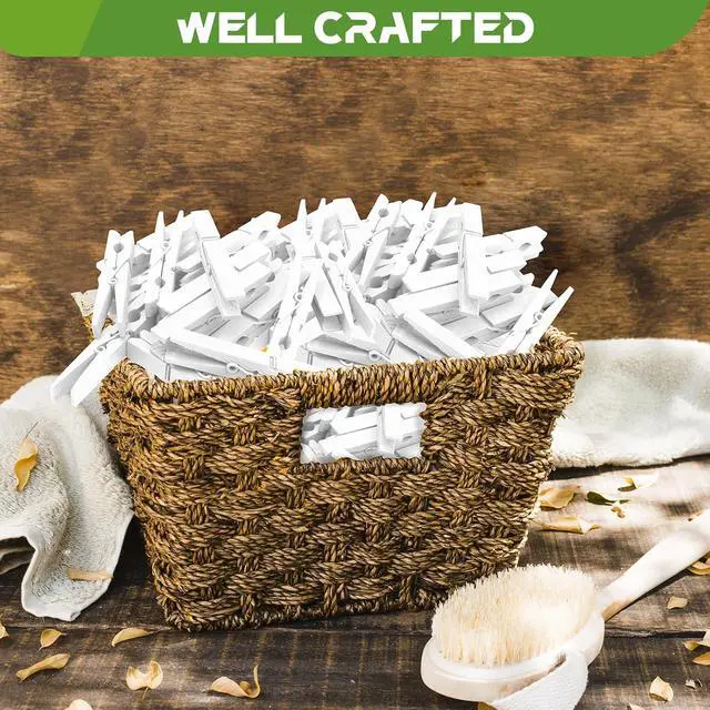 Alt view image 6 of 7 - 100 Pcs White Clothes pins - 2.9 Inch Wooden Clothespins Cheer Clips