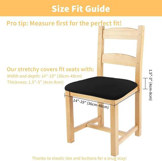 Alt view image 4 of 7 - Gute Chair Seat Covers 2Pcs Stretchy Washable Slipcovers Dining Black
