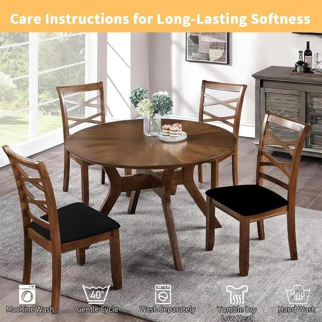 Alt view image 5 of 7 - Gute Chair Seat Covers 2Pcs Stretchy Washable Slipcovers Dining Black