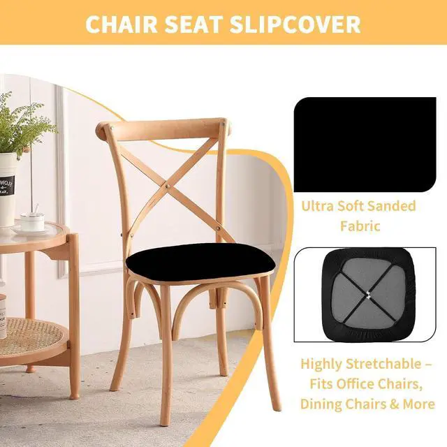 Alt view image 6 of 7 - Gute Chair Seat Covers 2Pcs Stretchy Washable Slipcovers Dining Black