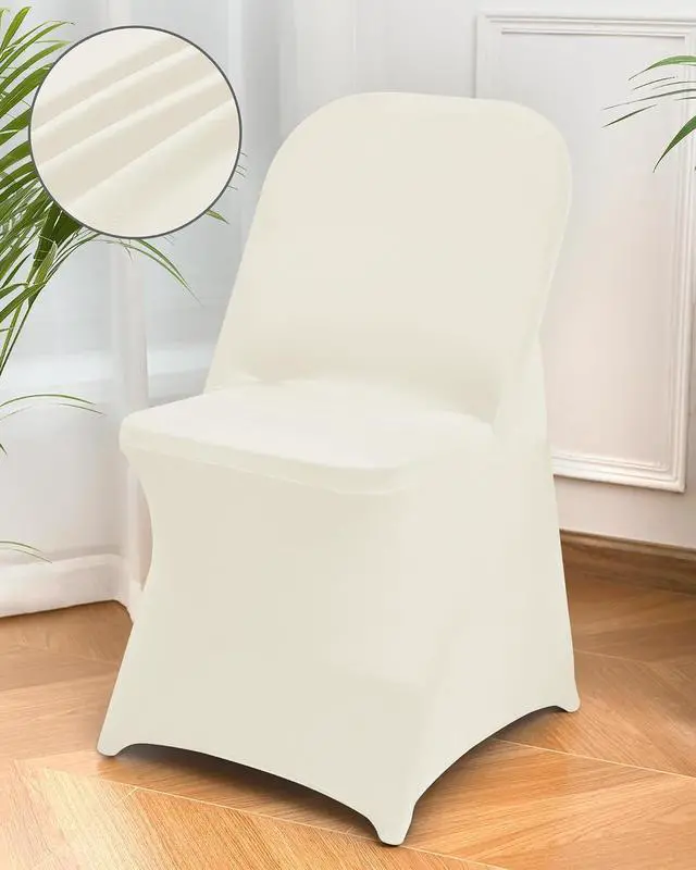 Alt view image 7 of 7 - 1 Pack Ivory Spandex Stretch Folding Chair Covers Wedding Party