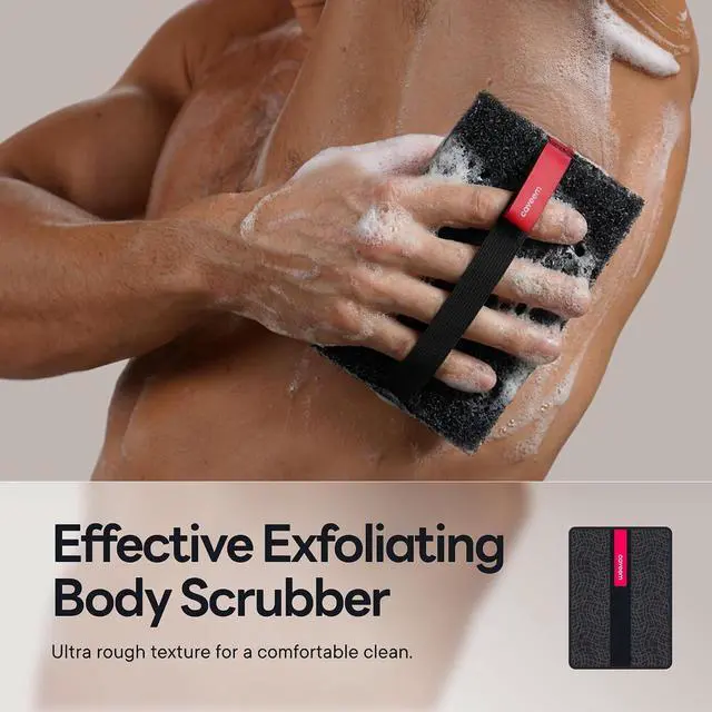 Alt view image 2 of 7 - Caveem Exfoliating Body Scrubber, Bath Body Scrubber, 2 Pack, Dark Grey