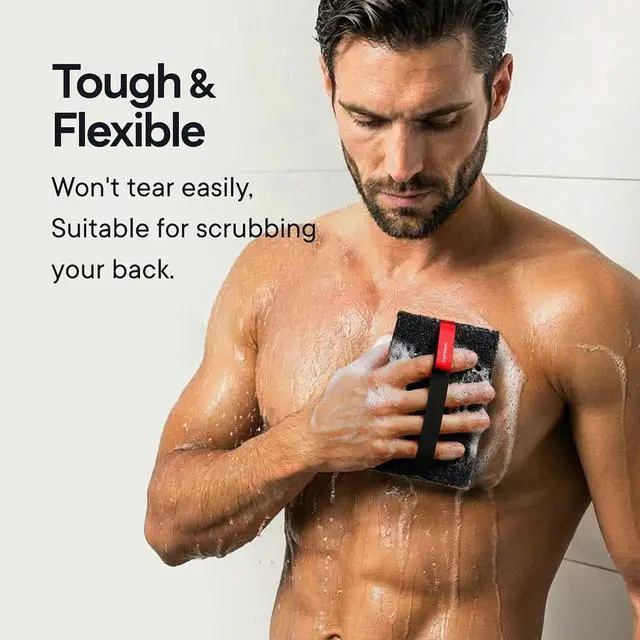 Alt view image 4 of 7 - Caveem Exfoliating Body Scrubber, Bath Body Scrubber, 2 Pack, Dark Grey