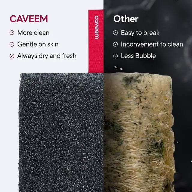 Alt view image 5 of 7 - Caveem Exfoliating Body Scrubber, Bath Body Scrubber, 2 Pack, Dark Grey