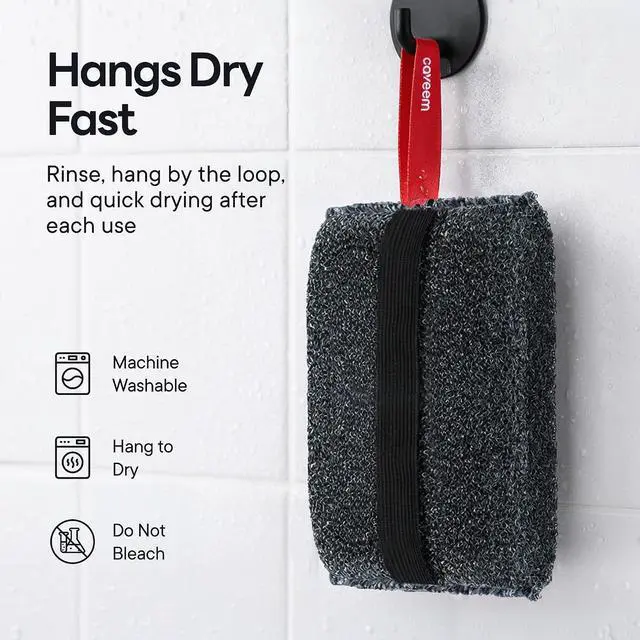 Alt view image 7 of 7 - Caveem Exfoliating Body Scrubber, Bath Body Scrubber, 2 Pack, Dark Grey