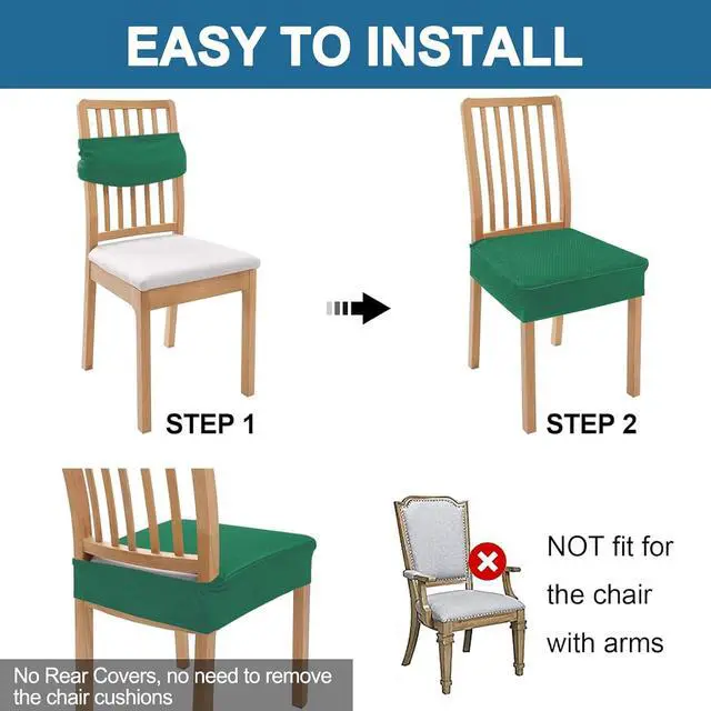 Alt view image 5 of 7 - Smiry Waterproof Seat Covers for Dining Room Chairs, No Rear Covers