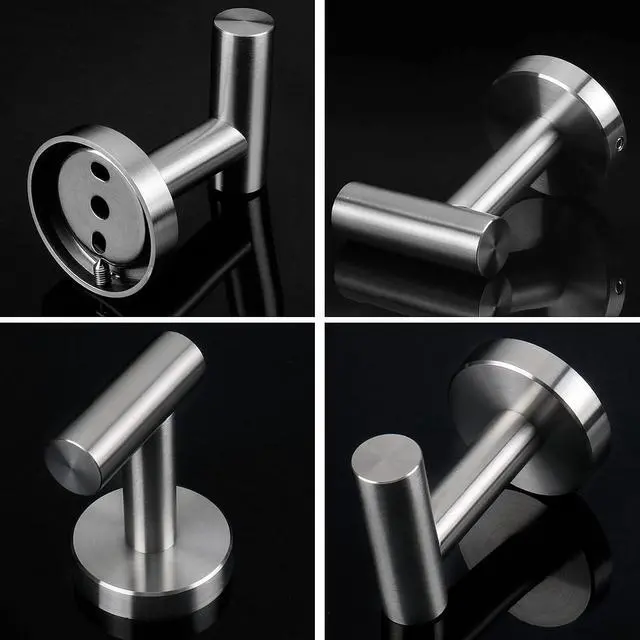 Alt view image 6 of 7 - NearMoon Bath Towel Hooks- SUS 304 Stainless Steel Robe Hook Holder, Heavy Duty Coat Hook for Bathroom Livingroom Hotel Kitchen Garage, Wall Mounted- 4 Pack (Brushed Nickel)