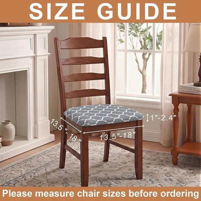 Alt view image 2 of 7 - Stretch Chair Seat Covers Set of 4 for Dining Living Room Kitchen Office Computer Chairs Washable Universal Slipcovers Protectors Forros Fundas para Sillas De Comedor Decor Gifts